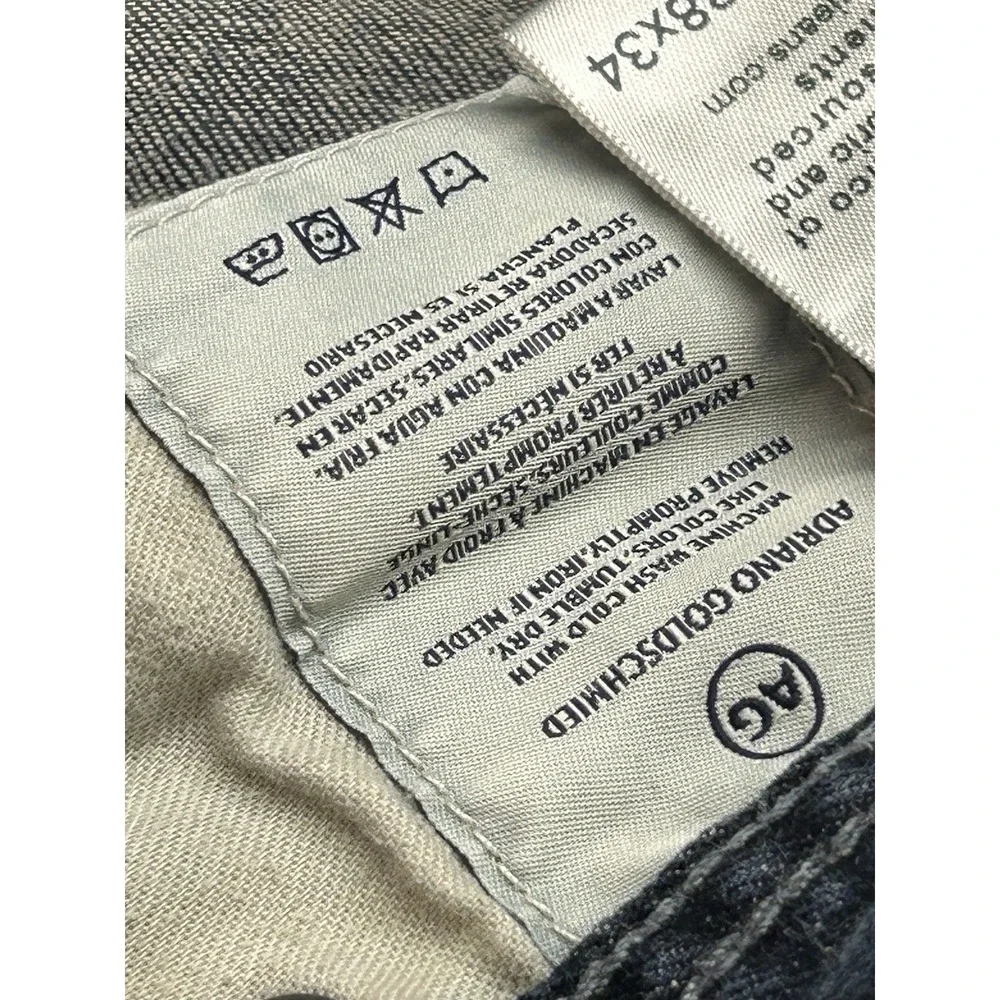 AG Jeans Mens Sz 38x34 Blue The Graduate Tailored Leg Stretch Denim Whisker Read